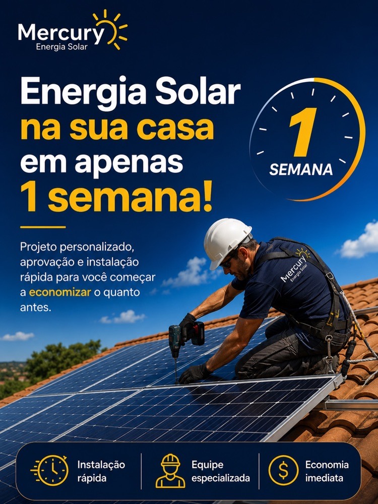 Energia solar na sua casa em apenas 1 semana
