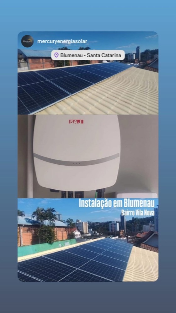 Instalação em Blumenau, bairro Vila Nova, com inversor SAJ